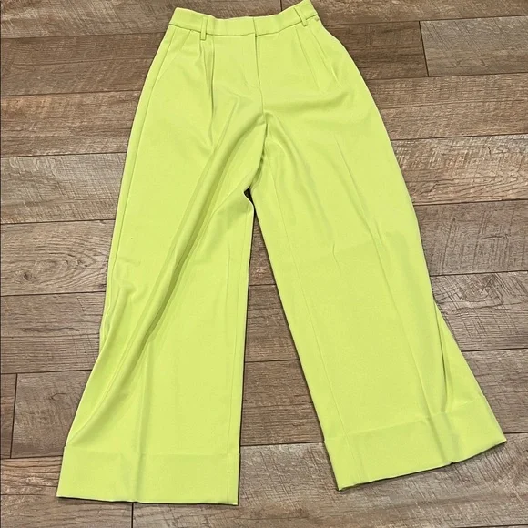 Express Neon Lime Wide-Leg High-Rise Pants - Picture 1 of 10